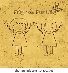 Happy friendship day vintage background.