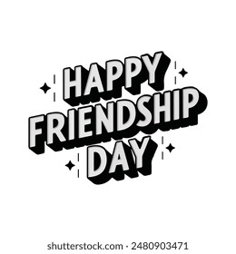 Happy Friendship Day in a vintage retro typography style bold letters with a slight 3D effect and a shadow vector