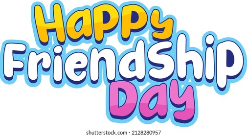 Happy Friendship Day word logo on white background illustration