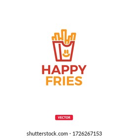 Happy Fries Mascot Vector Logo