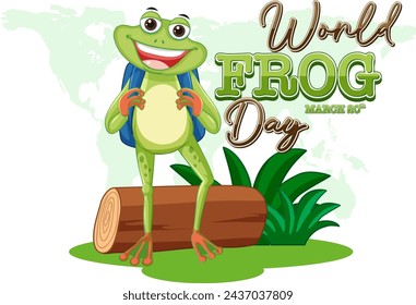Happy frog with backpack on World Frog Day