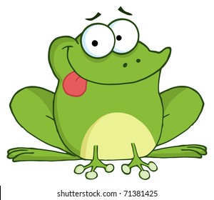 Happy Frog Cartoon Character