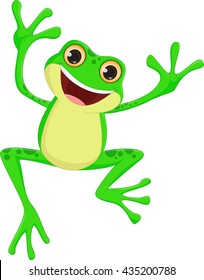 Happy Frog Cartoon Jumping