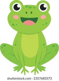 Happy frog character. Cute childish green mascot
