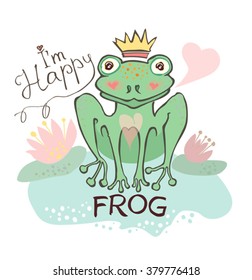 Happy frog. Cute image.