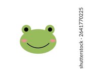 Happy Frog Face Cartoon Vector Icon