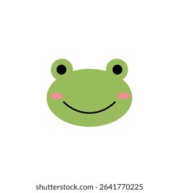 Happy Frog Face Cartoon Vector Icon