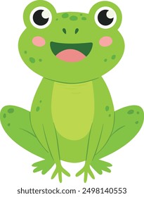 Happy frog. Green toad. Smiling animal character