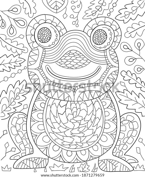 Happy Frog Hand Drawing Coloring Kids Stock Vector (Royalty Free ...