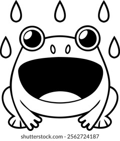 Happy frog illustration with raindrops, perfect for playful designs