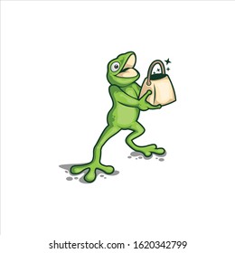 happy frog logo design vector