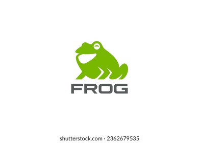 Modelo de diseño del vector de silueta con logotipo de rana feliz sentado. Icono de concepto de logotipo sonriente para toad.