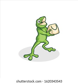 happy frog mascot logo design vector