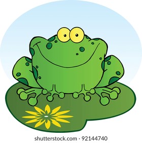Happy Frog On A Lilypad.Vector illustration