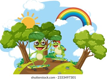 Happy Frog Skateboard illustration