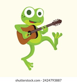 happy frog playing guitar vector