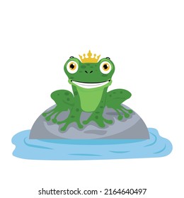 Happy Frog Prince, Illustration of a frog on top of a rock.