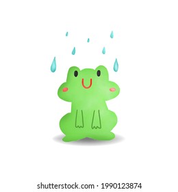 happy frog watercolor digital painting.