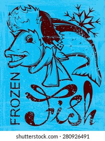 happy frozen fish . vector illustration