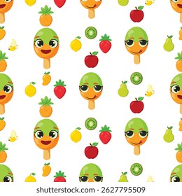 Happy fruit ice cream pattern repeat
