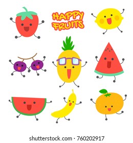 Happy Fruits Character Sticker