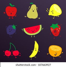 Happy Fruits Characters Set