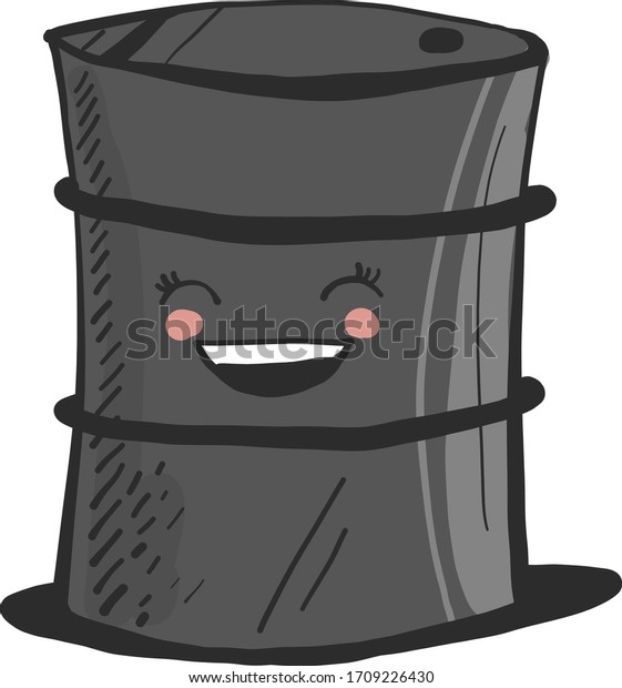 Happy fuel metal oil can, illustration, vector\
on white background