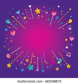 happy fun bursts explosion banner frame with copy space