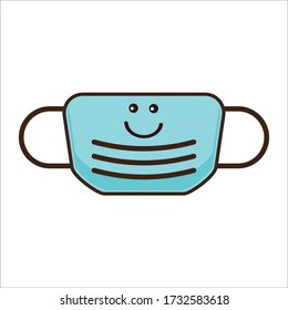 Happy Fun Excited Expression of Surgical Medical Mask Vector Design