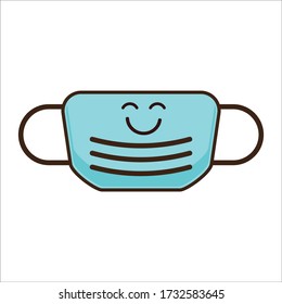 Happy Fun Excited Expression of Surgical Medical Mask Vector Design