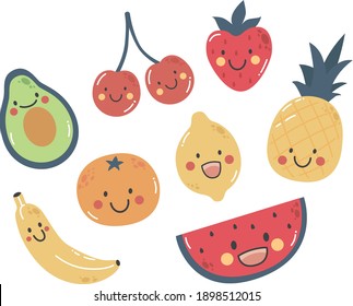 Happy and fun Fruits Vector