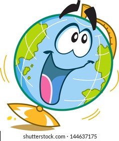 Happy Fun Globe Cartoon Character
