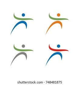 Happy, fun, healthy, abstract human figure in simple and clean graphic designed based vector format for illustration logo and icon template.
