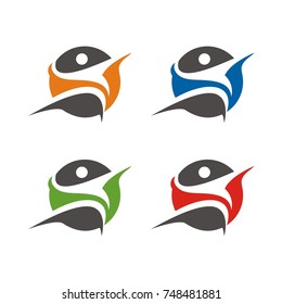 Happy, fun, healthy, abstract human figure in simple and clean graphic designed based vector format for illustration logo and icon template.