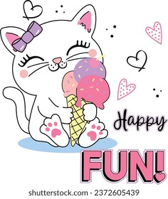 happy fun ice cream meow girl