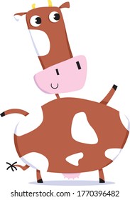 Happy fun little cow standing.