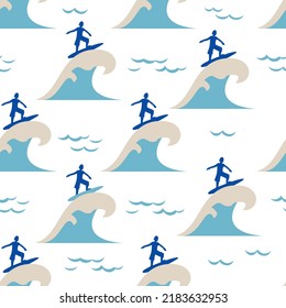Happy Fun Surfing Activities Vector Art Seamless Pattern can be use for background and apparel design