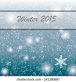 Happy fun winter 2015 blue background