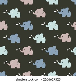 Happy Fun Young Elephant Play Vector Graphic Seamless Pattern can be use for background and apparel design