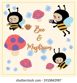 Dibujo divertido de abejas Feliz Vector