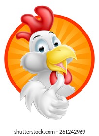 A Happy Funny Cartoon Rooster Chicken Giving A Thumbs Up