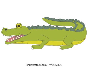 happy and funny cartoon-like hand-drawn crocodile