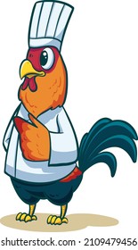 Happy Funny Chicken Chef Mascot 