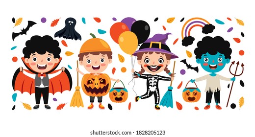 Happy Funny Child Celebrating Halloween