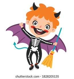 Happy Funny Child Celebrating Halloween