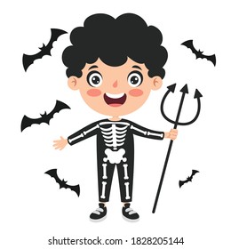 Happy Funny Child Celebrating Halloween
