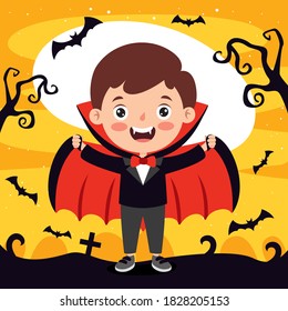 Happy Funny Child Celebrating Halloween