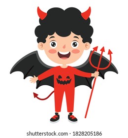 Happy Funny Child Celebrating Halloween