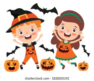 Happy Funny Child Celebrating Halloween