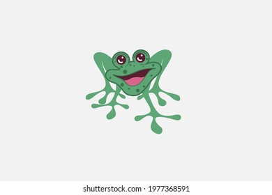 Happy and funny frog expression logo, smile and friendly